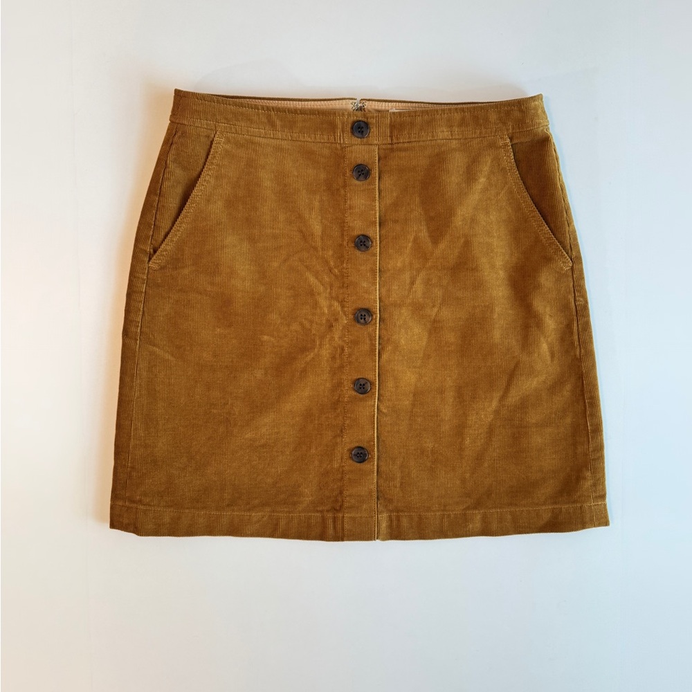 J. Crew Button-Front Corduroy Mini Skirt in Brown